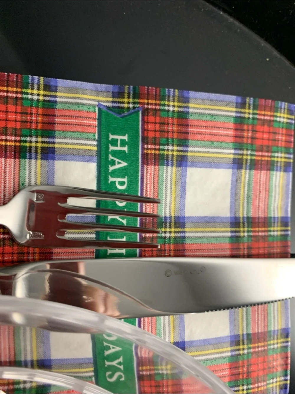 SASAKI CRYSTAL Clear 7 3/4 in Plate with Frosted Wreath Motif plus Fork & Knife